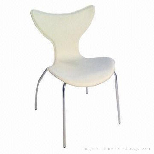 Unique Shape Dining Chair, Made of Recycle Leather and Chrome Frame Materials, ODM Orders Welcomed